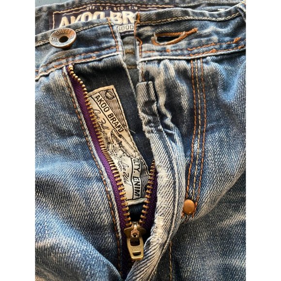 AKOO Brand Jeans Men 36x 32 Distressed Destroyed Paint Denim Streetwear Hip-Hop - Picture 6 of 16